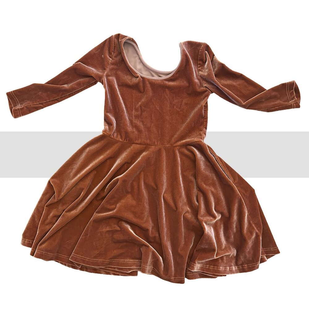 Girls Caramel Velvet Dress | Size 6–7